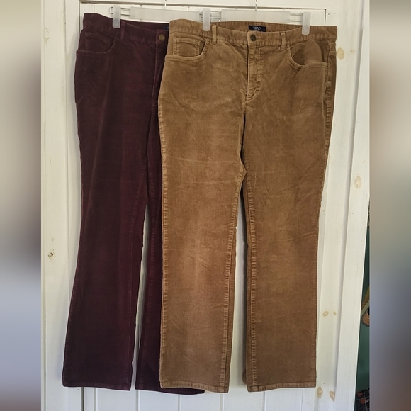 Chaps 5 Pocket Corduroy Pant Bundle Burgundy & Tan - Picture 1 of 8